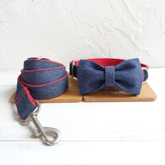 Laisse et collier noeud pap " Jeans " - la vie de nos animaux