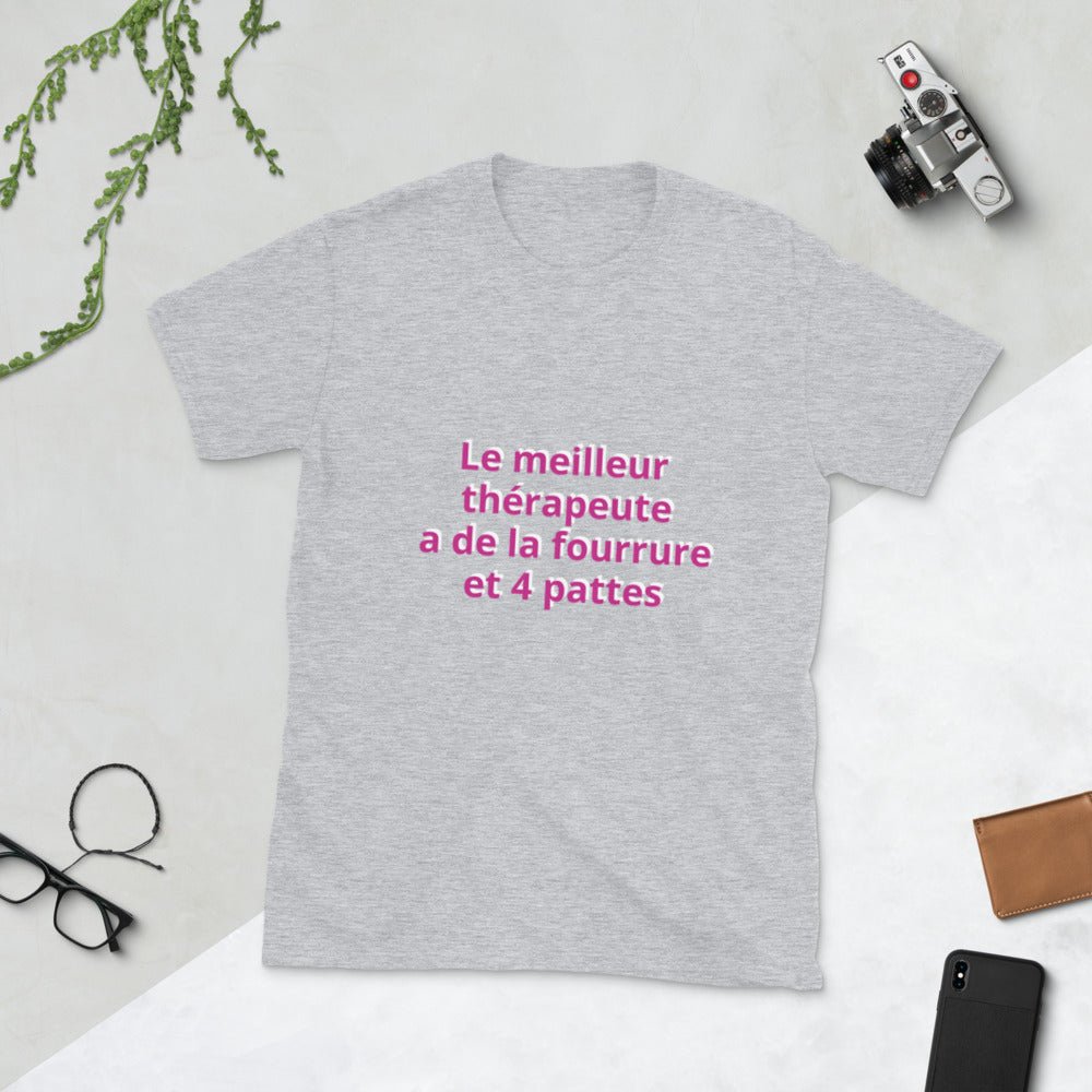 T-shirt à Manches Courtes "Le meilleur thérapeute" - la vie de nos animaux