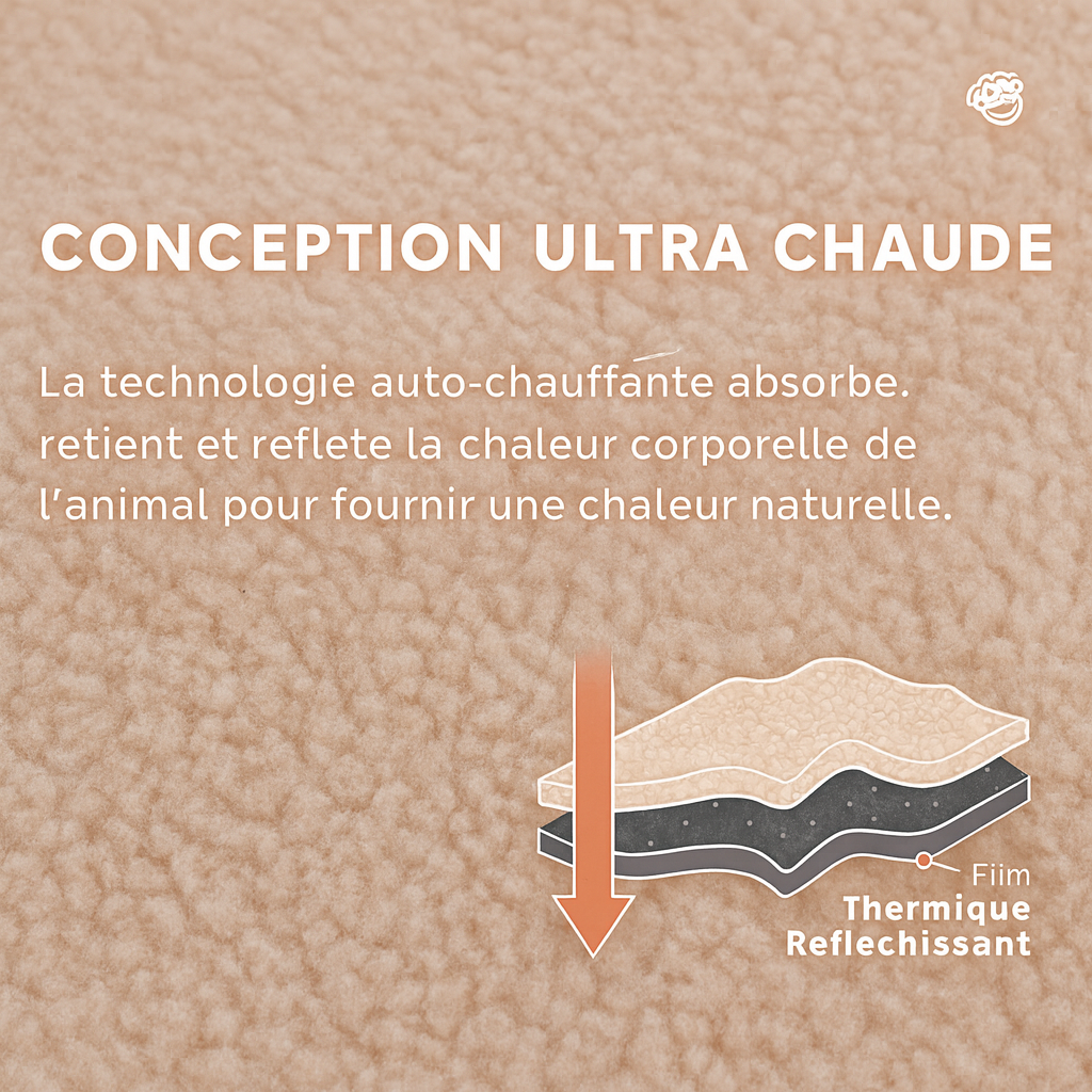 Tapis auto-chauffant naturel déhoussable pour chien et chat